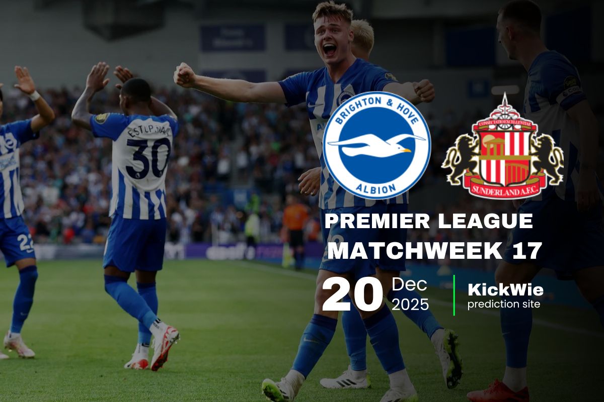brighton vs sunderland head to head & Predictions (20 Dec) - premier league - kickwie.com (1)